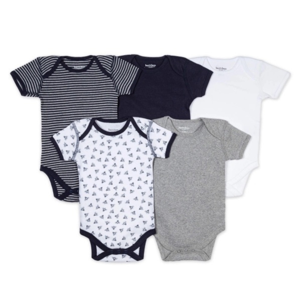 Burt’s Bees Baby Essentials Organic Short Sleeve Baby Bodysuits 5 Pack 3-6 month